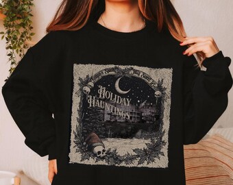 Custom Goth Christmas sweater, Summoning the Holiday Spirit sweatshirt, Sweet 16 gift idea, Spooky Christmas Creepmus X-Mas Crewneck