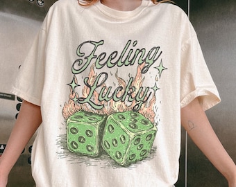 Feeling Lucky Shamrock Comfort Colors shirt, St pattys day tee, Saint Patrick day gift, Lucky Clover Irish Pride, festive luck of Irish girl