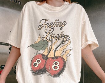 Vintage Retro Cherry 8 ball shirt, Magic 8 Ball Comfort Colors tee, Feeling lucky Billard 8 ball tshirt, lucky girl eight ball y2k shirt
