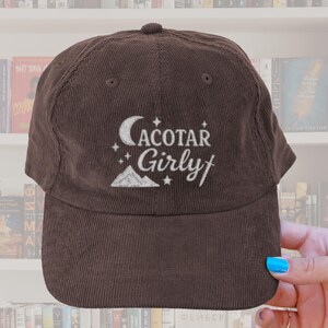 ACOTAR girly hat Sarah J Maas Velaris Vintage Corduroy Embroidery Cap Sjm Licensed merch Night Court gift for her Rhysand Bat Boys fan club