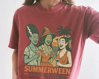 Summerween Social Club shirt  Summer ween vibes Comfort Colors shirt Spooky Horror summer party shirts Trendy Halloween Hawaii Beach tee