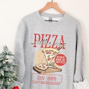 Little Nero&#39;s Pizza sweatshirt, Funny Home Alone sweater, Retro Holiday Christmas Movie Quote, 90s nostalgia Kevin family reunion matching