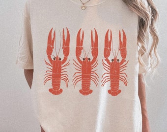 Lobster shirt Fisherman Aesthetic Comfort Colors tee Maine New England Seafood foodie gift, Italian coastal beach vibes ocean inspired style