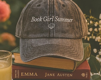 Book Girl Summer Embroidered Hat Bookish Embroidery cap reader hat booktok merch Reading Dad Cap, Bookworm hats Book club lover gift idea