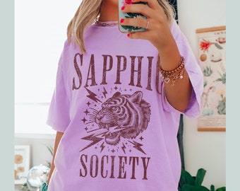 Sapphic lesbian pride shirt, Lesbian Tiger Comfort Colors lgbtq Lesbian subtle Vintage Lesbian pulp tee Lesbian girlfriend gift Pride merch