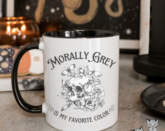 Morally Grey is my favorite color Mug, 11oz Dark Romance reader bookish gift, stfuattclagg Booktok bookstagram Smut Spicy book reading cup
