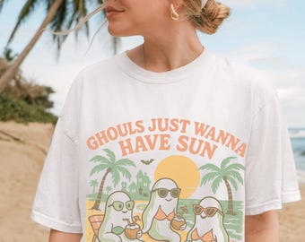 Hot ghoul summer Summerween Shirt Comfort Colors Halloween Beach Party Girly Summerween Social Club Spooky Horror Summer Summer ween tee