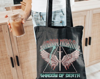 Umbra Mortis Crescent City Organic Canvas Tote Bag, Hunt Athalar Bryce Quinlan House of Flame and Shadow HOFAS SJM merch HOSAB Ruhn Danaan