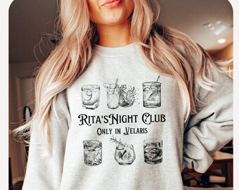 Rita's Night Club sweatshirt, Acotar sweater, Velaris shirt, Sarah J Maas OFFICIALLY LICENSED merch Night court acosf SJM booktok