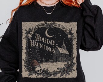 Goth Christmas sweater, Summoning the Holiday Spirit sweatshirt, Witchy Gothic Christmas gift idea, Spooky Christmas Creepmus X-Mas Crewneck