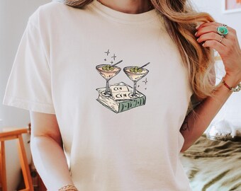 Book girlie funny cocktail shirt Comfort Colors Boxy Tee, Martini shirt Hot girls read books smut reader book club merch bookish clothing