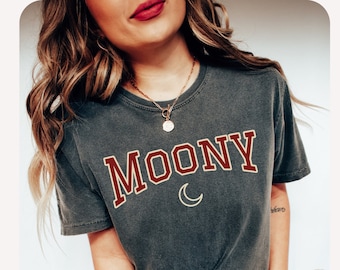 Retro Moony Comfort Colors shirt, The Marauders Wizard School Vintage tee, Fandom Booktok Bookish merch, Dark Academia reader clothing