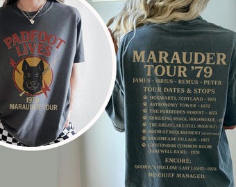 The Marauders Retro World tour Comfort Colors shirt, Padfoot Moony Wizard School Vintage tee, Fandom Booktok Bookish merch reader clothing