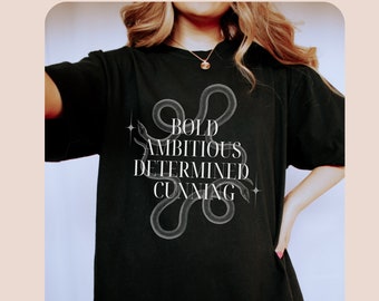 Snake Wizard House Comfort Colors® tee, Cunning & Ambitious, School of wizardry Dark Academia Bookish Booktok Merch Reading Fandom shirt