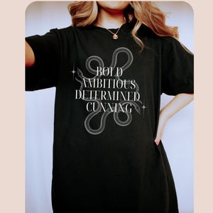 Snake Wizard House Comfort Colors® tee, Cunning & Ambitious, School of wizardry Dark Academia Bookish Booktok Merch Reading Fandom shirt