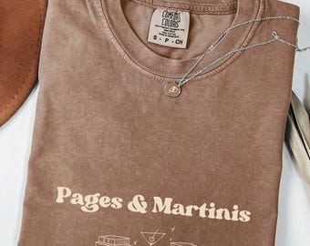 Pages & Martinis Martini shirt Bookish apparel Comfort Colors Hot girls read books shirt banned books club book tok funny smut reader gift