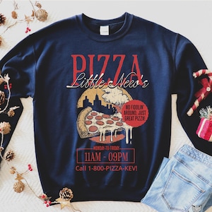 Little Nero&#39;s Pizza sweatshirt, Funny Home Alone sweater, Retro Holiday Christmas 90s nostalgia, Kevin Movie, family reunion matching shirts