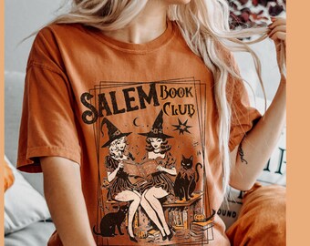 Salem Book Club shirt Comfort Colors tee halloween book club, Bookish Halloween merch spooky Booktok bookworm Skeleton Shirt Salem Witches