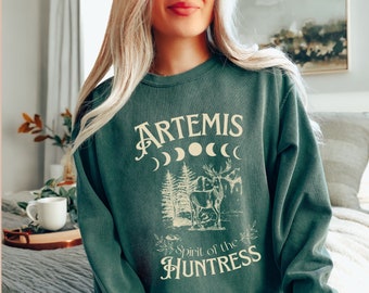 Artemis Goddess Sweatshirt Comfort Colors Greek Mythology sweater Dark Academia clothing, Poet Shirt Bookish Gift For Book Lover bibliophile