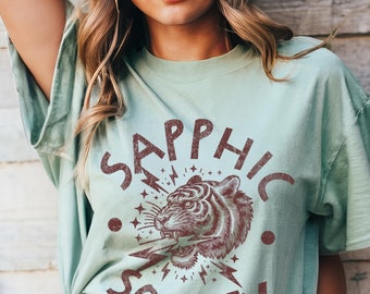 Sapphic lesbian pride shirt, Lesbian Tiger Comfort Colors lgbtq Lesbian subtle Vintage Lesbian pulp tee Lesbian girlfriend gift Pride merch