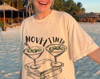 Novel Tini Book club tee Book girlie funny cocktail shirt Martini shirt Hot girls read books smut bookish clothing preppy things old money