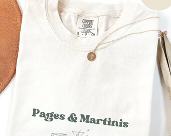 Pages & Martinis Martini shirt Bookish apparel Comfort Colors Hot girls read books shirt banned books club book tok funny smut reader gift