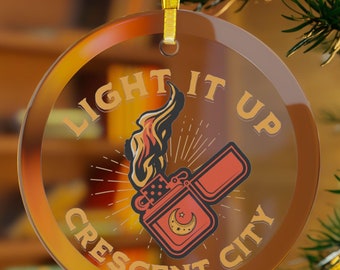 Light it Up Crescent City Glass Ornament, Officially Licensed SJM merch, Bryce Quinlan Starborn Lunathion Sarah J. Maas Hunt, Ruhn Danaan