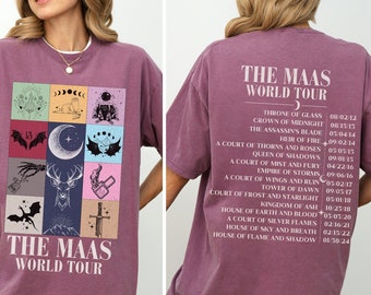 Sarah J. Maas World  Tour Comfort Colors tee, Licensed SJM merch, Throne of Glass TOG shirt, ACOTAR merch, Crescent City Fan Apparel Velairs