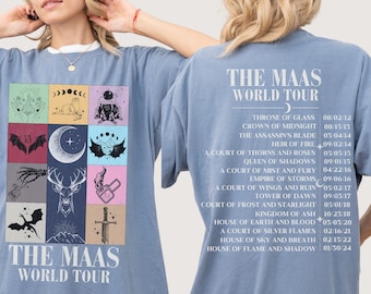 Sarah J. Maas World Tour Comfort Colors tee, Licensed SJM merch, Throne of Glass TOG shirt ACOTAR merch, Crescent City Fan Apparel Maas Tour