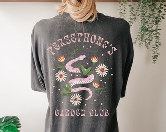 Persephone's Botanical Pomegranate Comfort Colors® shirt, Persephone Greek Mythology tee, Dark Academia tshirt, Booktok merch, bookish gift