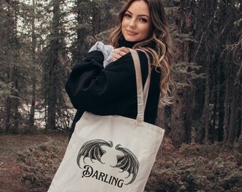 ACOTAR Cotton Canvas Tote Bag Hello Feyre Darling The Bat Boys Rhysand Cassian Azriel Sarah J Maas SJM merch Illyrians the Night Court gift