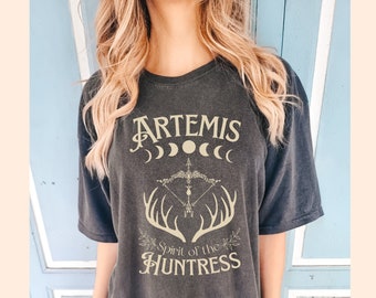 Artemis Goddess shirt Comfort Colors® Greek Mythology tee, Dark Academia clothing, Poet Shirt Bookish Gift For Book Lover worm bibliophile