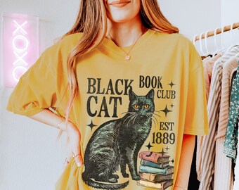 Halloween book club Black Cat Comfort Colors tshirt, Salem Witch ma shirt, Bookish Edgar Allan Poe spooky, Booktok bookworm Skeleton Shirt