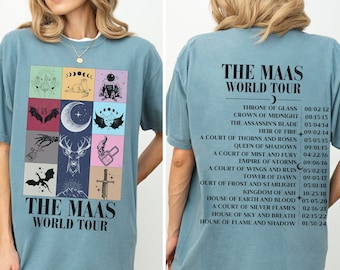 Sarah J. Maas World Tour Comfort Colors tee, Licensed SJM merch, Throne of Glass TOG shirt, ACOTAR merch, Crescent City Fan Apparel Velaris
