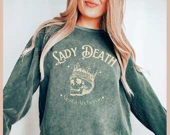 Nesta Archeron Lady Death ACOTAR Sweatshirt Comfort Colors sweater Cassian Officially Licensed SJM Merch Sarah J. Maas Cauldron Blessed Smut