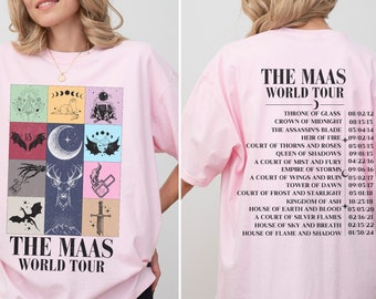 Sarah J. Maas World  Tour Comfort Colors tee, Licensed SJM merch, Throne of Glass TOG shirt ACOTAR merch Crescent City Fan Apparel Maas Tour