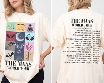 Sarah J. Maas World Tour Comfort Colors tee, Licensed SJM merch, Throne of Glass TOG shirt, ACOTAR merch, Crescent City Fan Apparel Velaris