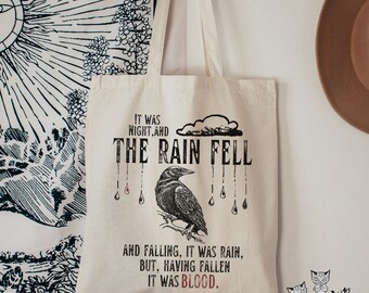 Edgar Allan Poe Tote Bag, Dark Academia, The Raven nevermore Reading Tote bag, Book lover worm nerd tote bag canvas, Bookish Booktok gift