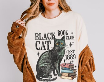 Halloween book club Black Cat Comfort Colors tshirt, Salem Witch ma shirt, Bookish Edgar Allan Poe  spooky Booktok bookworm Skeleton Shirt