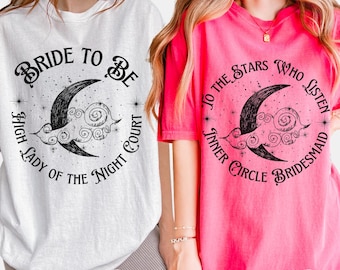 ACOTAR bachelorette shirt acotar bridesmaid High Lady of the night court Comfort Colors tshirt LICENSED SJM merchandise bridal shower tee