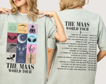Sarah J. Maas World  Tour Comfort Colors tee, Licensed SJM merch, Throne of Glass TOG shirt, ACOTAR merch, Crescent City Fan Apparel Maas