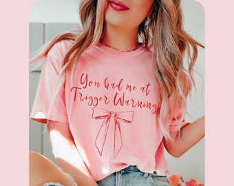 Trigger Warnings Bookish Comfort Colors tee, Coquette Romance Reader Shirt, Smut spicy booktok merch, Morally Grey Bookish Era Book tropes