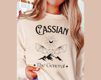 Cassian The General acotar sweatshirt, OFFICIALLY licensed Sarah J. Maas SJM sweater Bat Boys Wings Fan club Smut spicy book reader gift