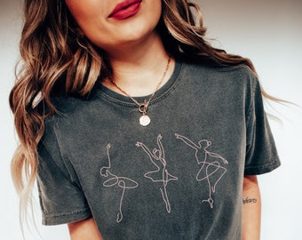 Ballerina shirt Comfort Colors® tee, Ballet tshirt, Dance Teacher Coach Dancer Mom shirt, Ballet Party gift, PliE Chasse Jete dancing