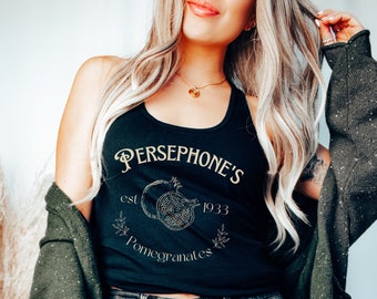 Persephone's Pomegranate tank top, Hades and Persephone Greek Mythology shirt Botanical Herbology bookish booktok merch, Dark Academia gift