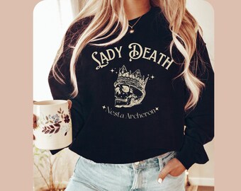 Nesta Archeron Lady Death Sweatshirt ACOTAR Merch Bookish Crewneck Feysand Gift Cozy Fantasy Sweater Night Court Apparel For Readers