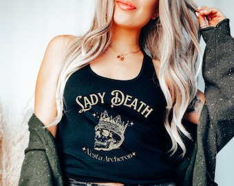 Nesta Archeron Lady Death tank top, Officially LICENSED Sarah J Maas SJM merch ACOTAR shirt Cauldron Blessed Acosf Bookish Booktok tee