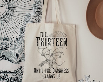 Throne Of Glass The Thirteen Cotton Canvas Tote Bag, TOG Sarah J Maas SJM merch Manon Blackbeak, Abraxos Darkness Claims Us Bookish gift