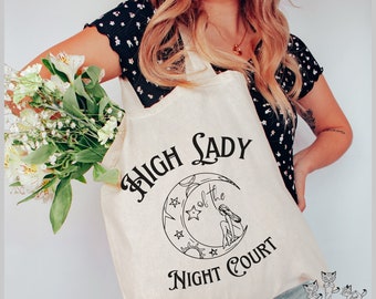 High Lady of the Night Court ACOTAR Cotton Canvas Tote Bag Velaris Feyre Darling The Bat Boys Rhysand Cassian Azriel Sarah J Maas SJM merch