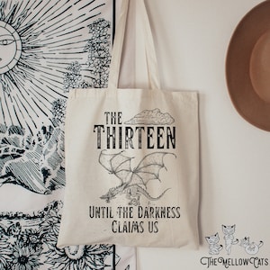 Throne Of Glass The Thirteen Cotton Canvas Tote Bag, TOG Sarah J Maas SJM merch Manon Blackbeak, Abraxos Darkness Claims Us Bookish gift